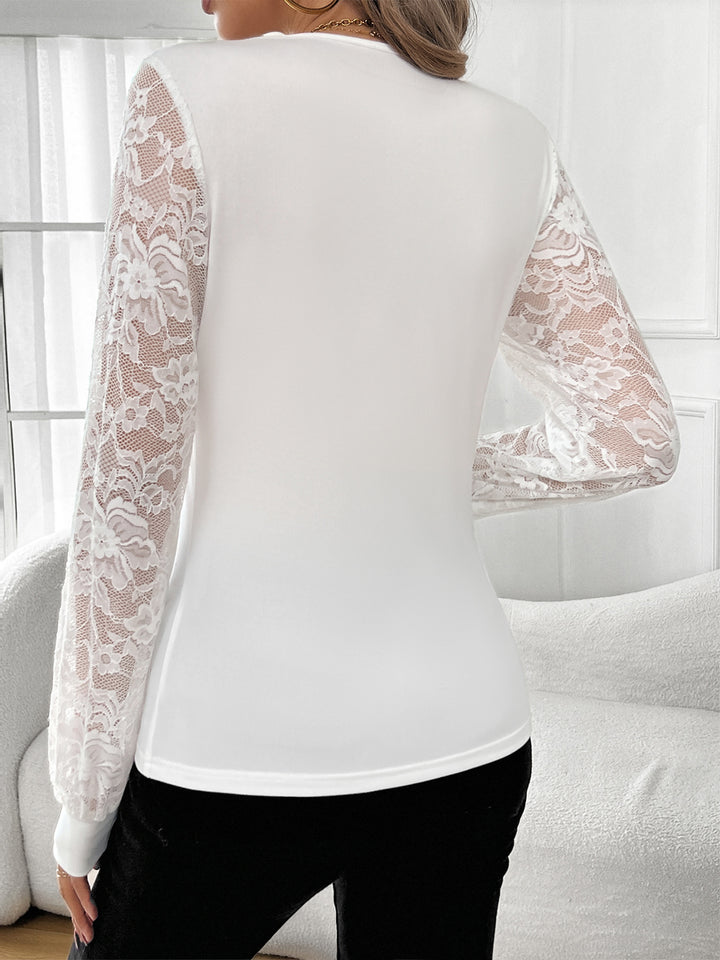 White Mesh Full Sleeve Top
