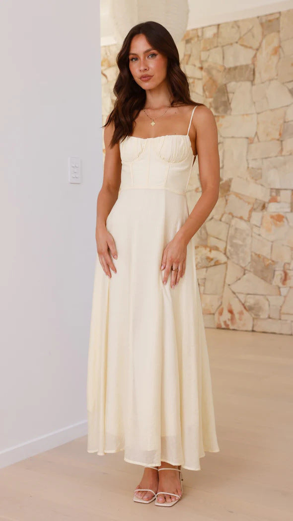 White Bustier Top Flowy Dress