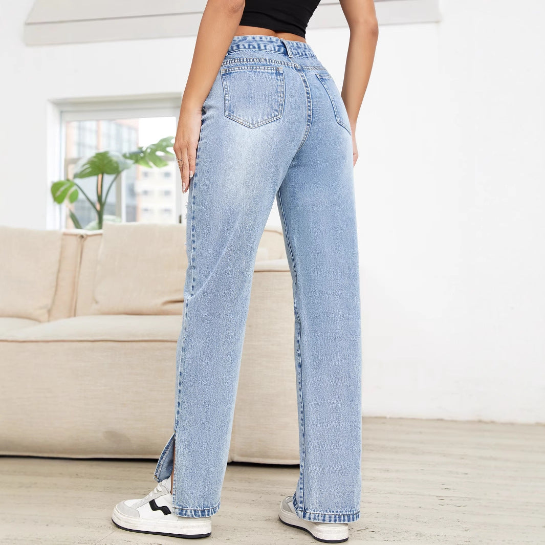 Blue Distressed Washed Denim