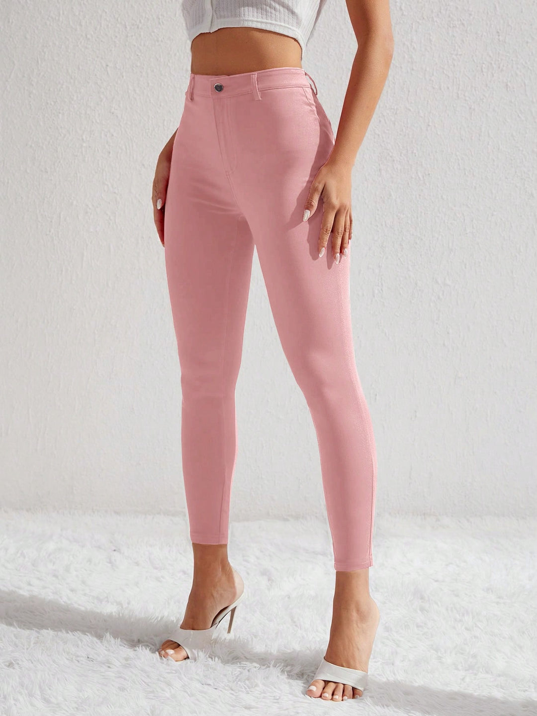 Pink Coloured High Waist Skinny Denims