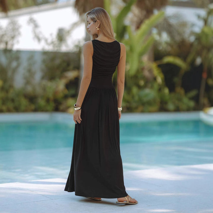 Black Ruched Maxi Dress