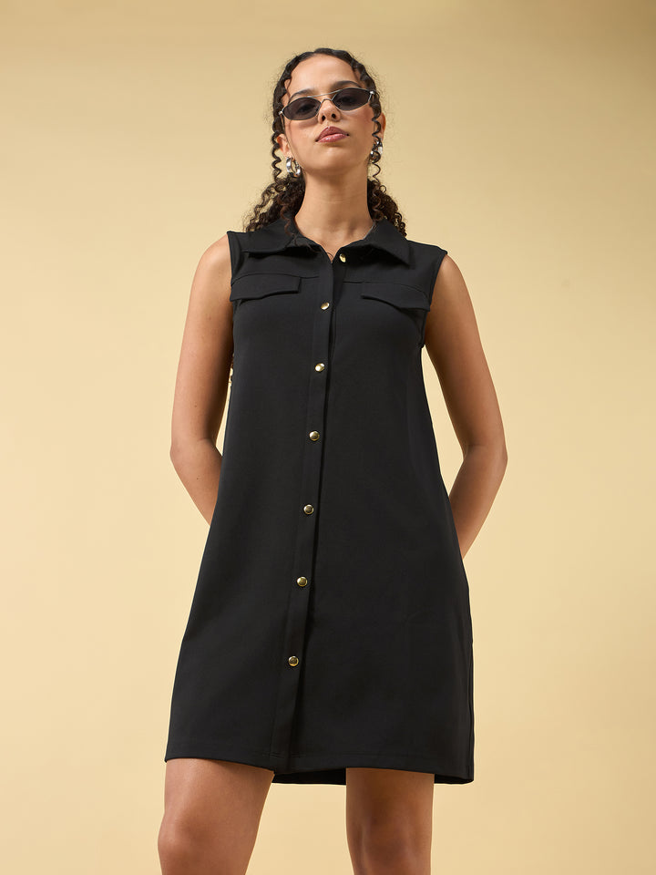 Black Mini Crepe Dress