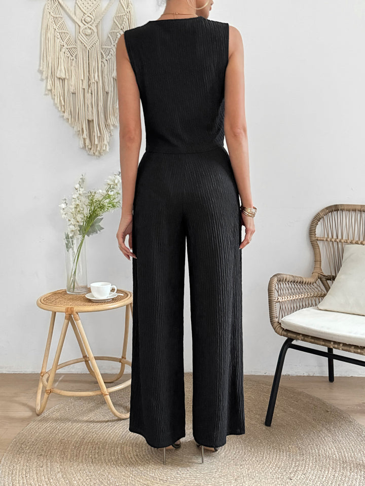 Black Vest Front Button & Straight Fit Trouser