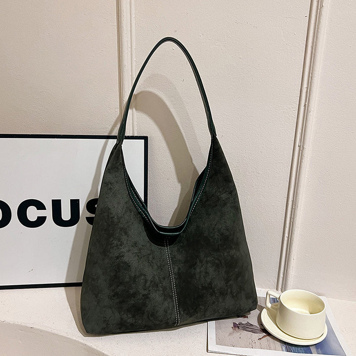 Olive Smooth Crescent Zip-Up Hobo