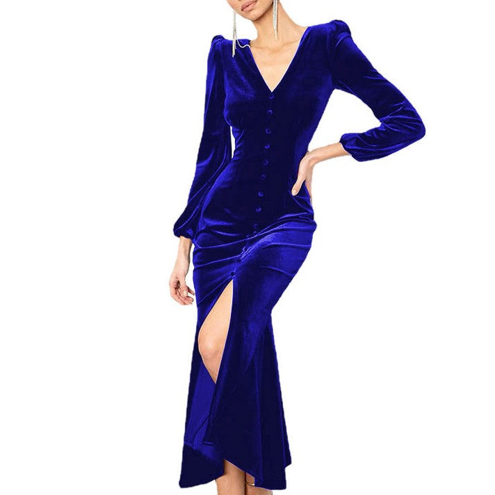 Blue Button Down Midi Dress