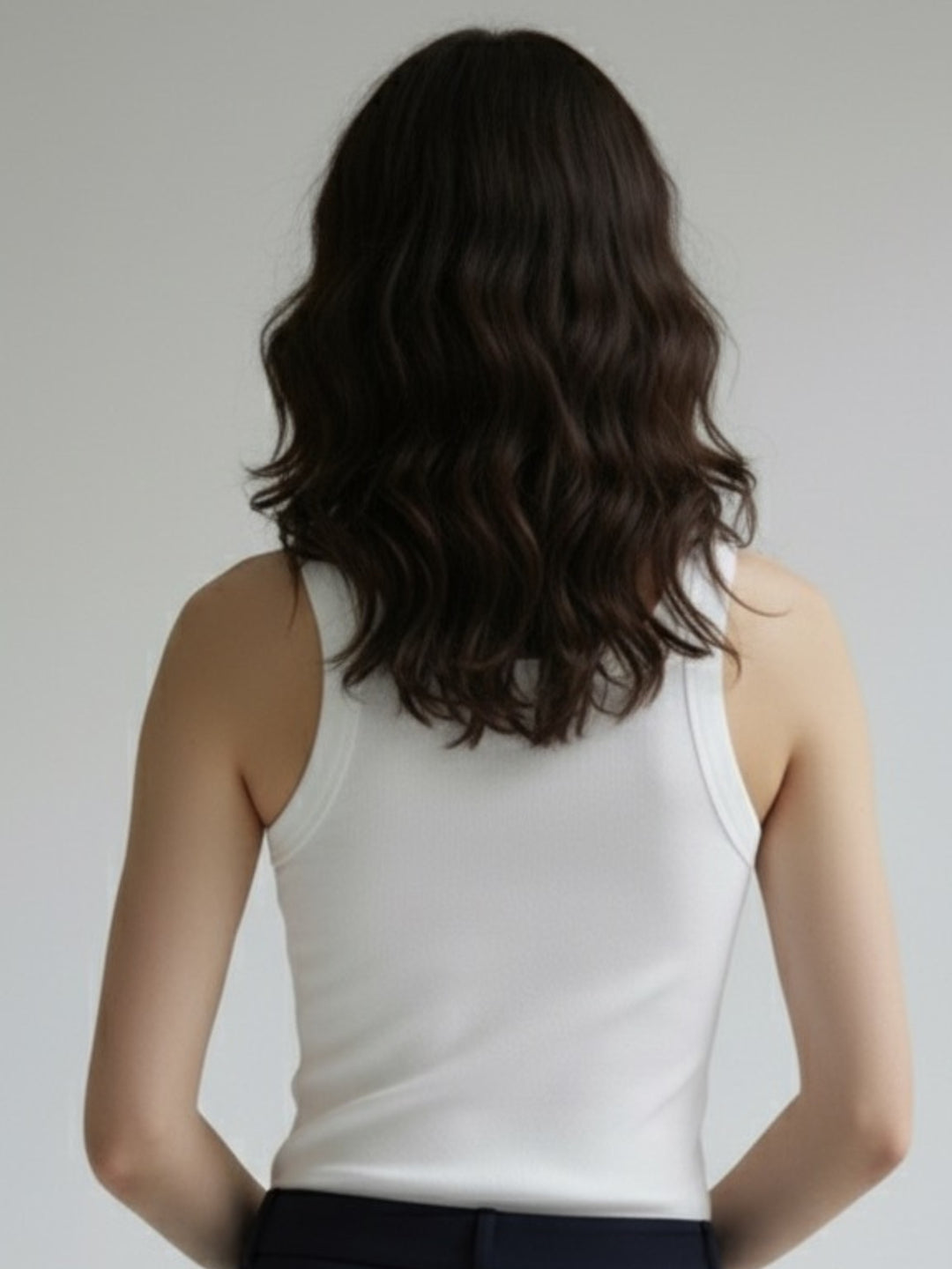 White Solid Ribbed Tank Top