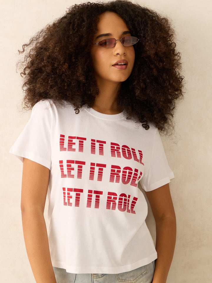 White Regular Fit Graphic Tshirt