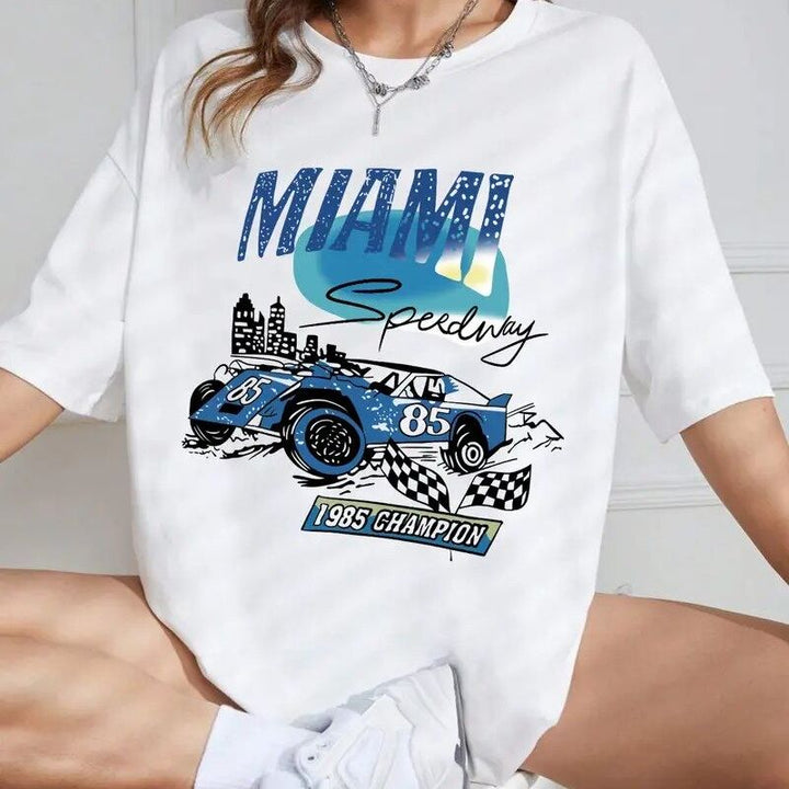 White Chest Print Graphic Tshirt