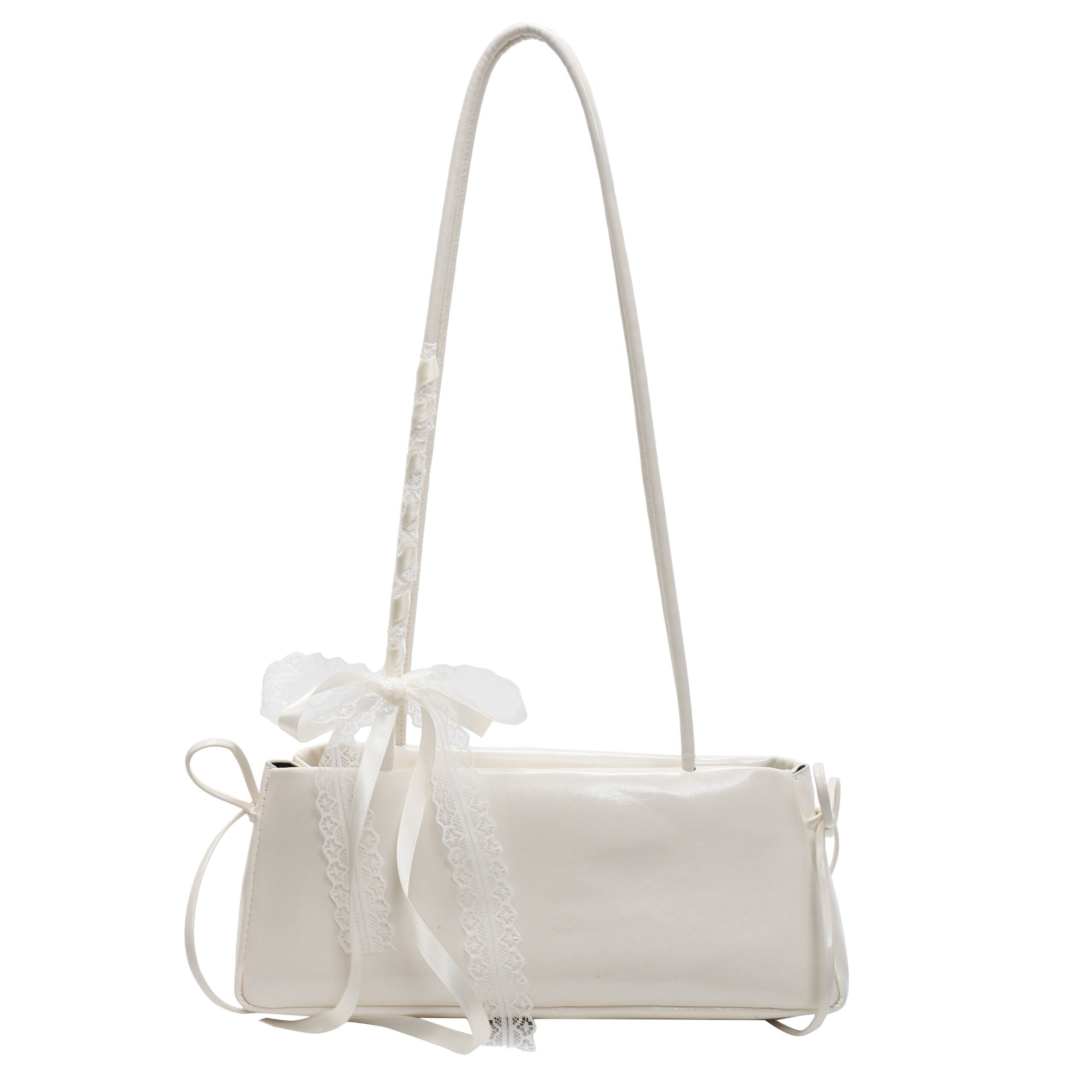 White Lace Bow Shoulder Bag