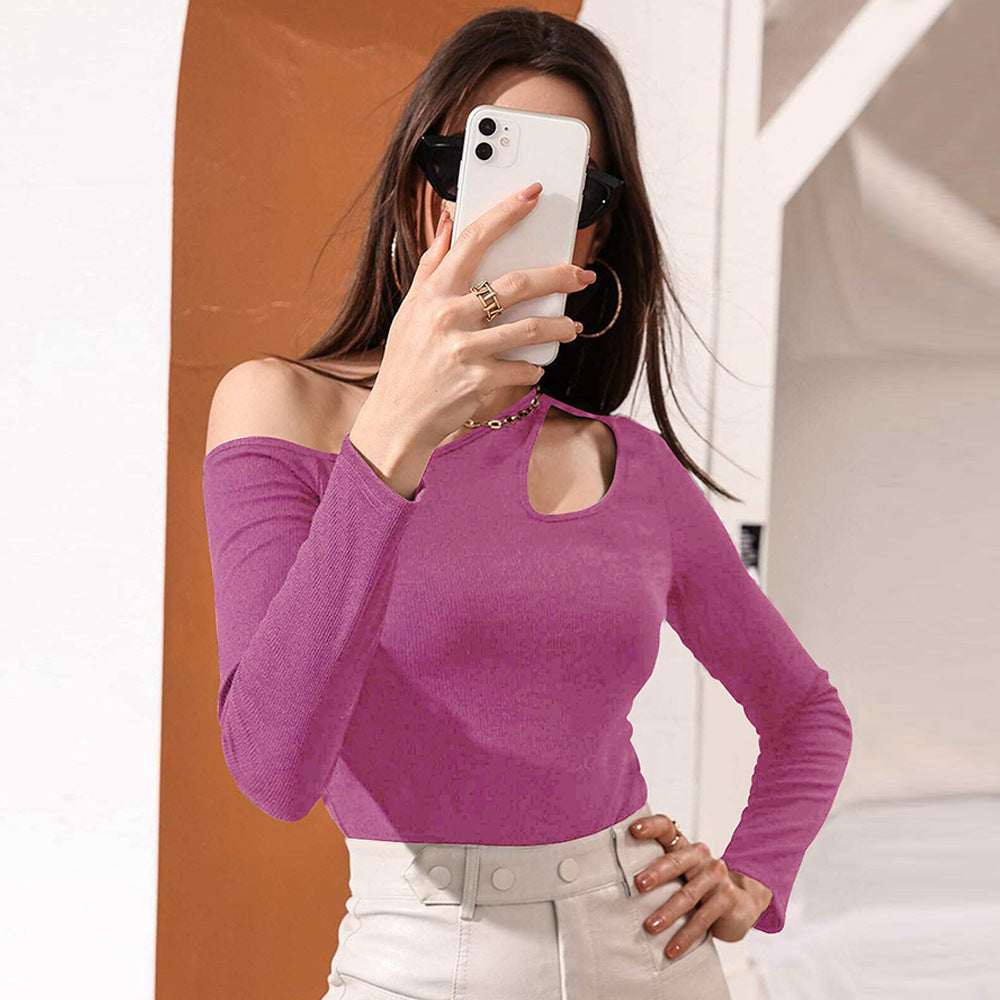 Pink Off-Shoulder Cut Out Sleeve Top