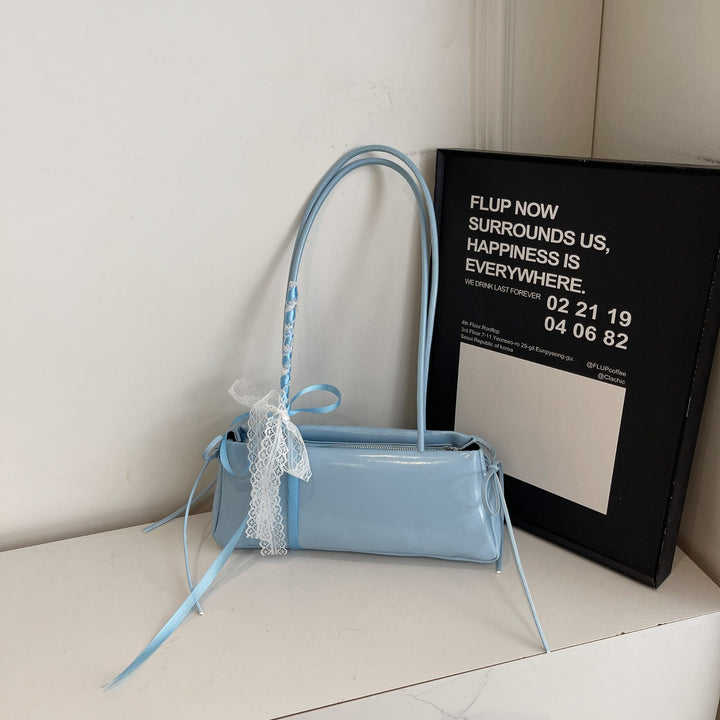 Blue Lace Bow Shoulder Bag