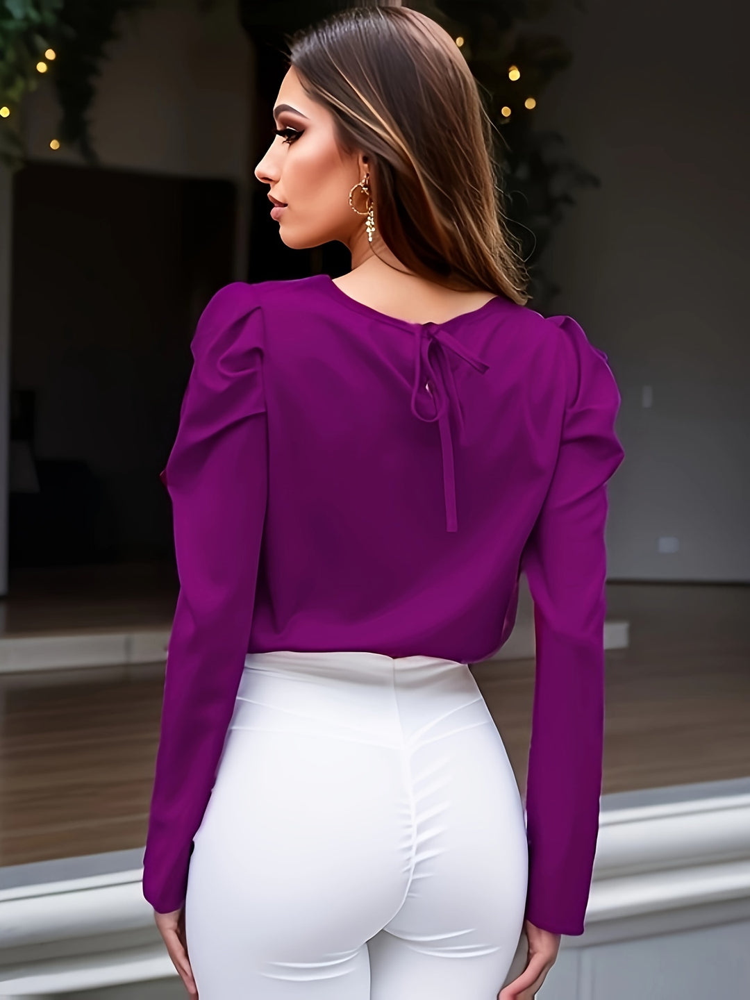 Full Sleeves With Sleeve Detail Purple Top