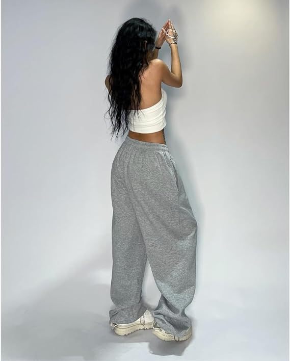 Grey Baggy Fit Drawstring Joggers