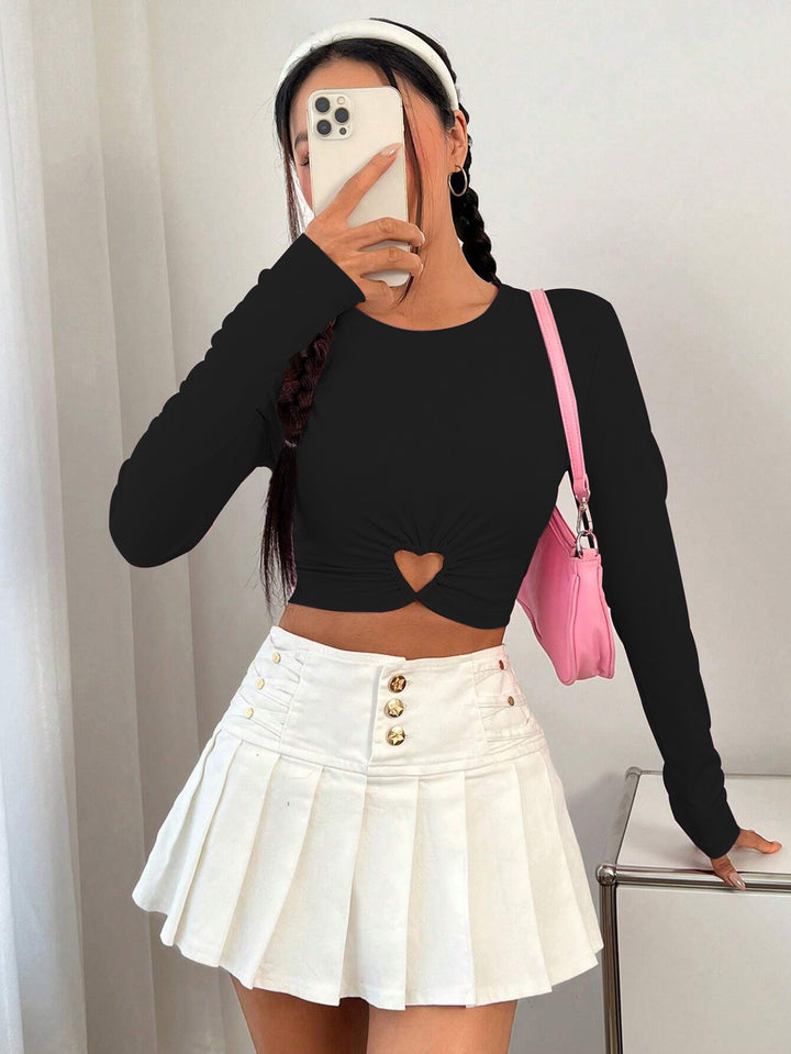 Black Full Sleeved Crop Top