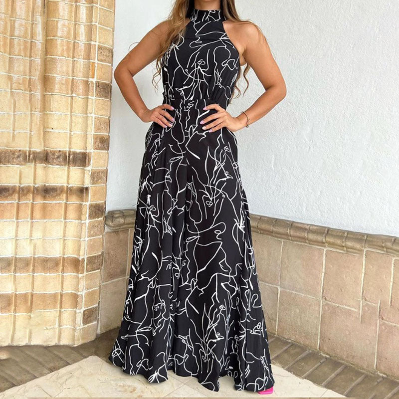 Black Halter Neck Wide Leg Jumpsuit