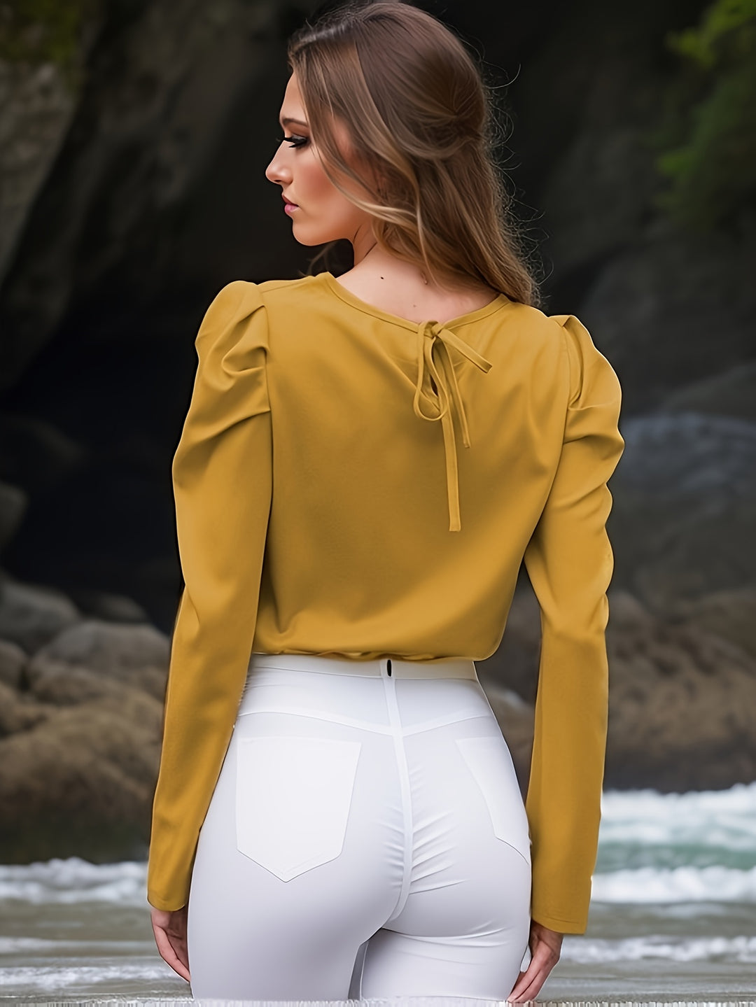 Yellow Full Puff Sleeves Top