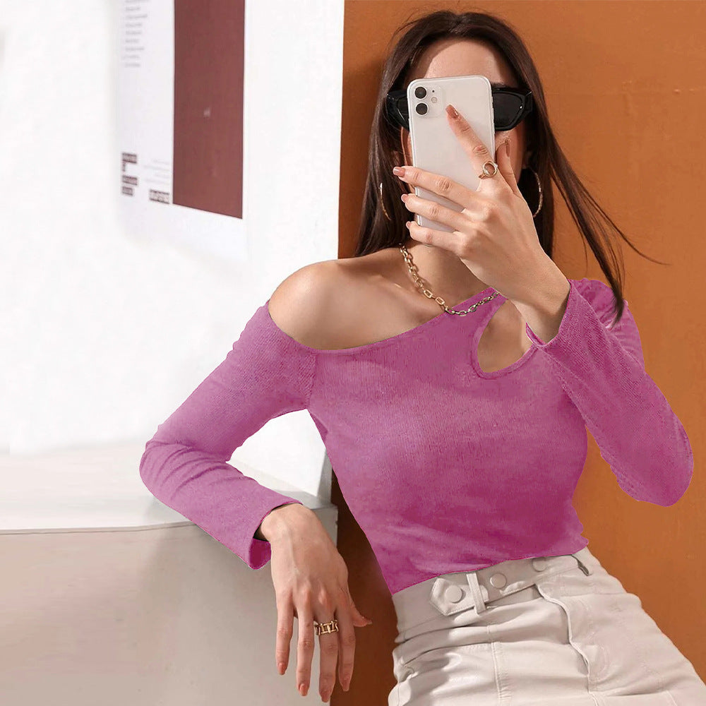 Pink Off-Shoulder Cut Out Sleeve Top