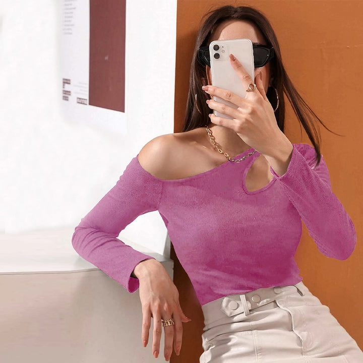 Pink Off-Shoulder Cut Out Sleeve Top