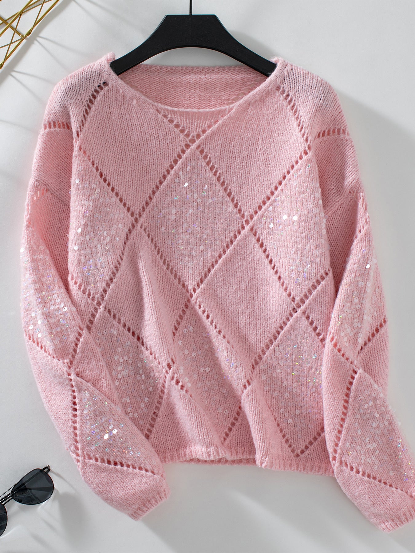 Pink Full Sleeves Round Neck Sweater