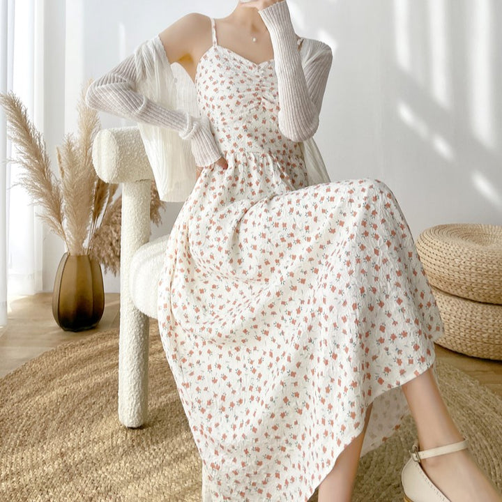 Multi Bust Ruched Slip A-Line Dress