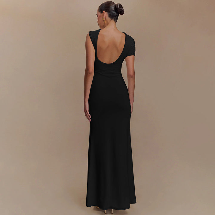 Black Cut-Out Bodycon Maxi Dress  With Buckle