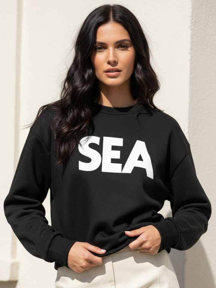Black Graphic Oversized Sweatshirt