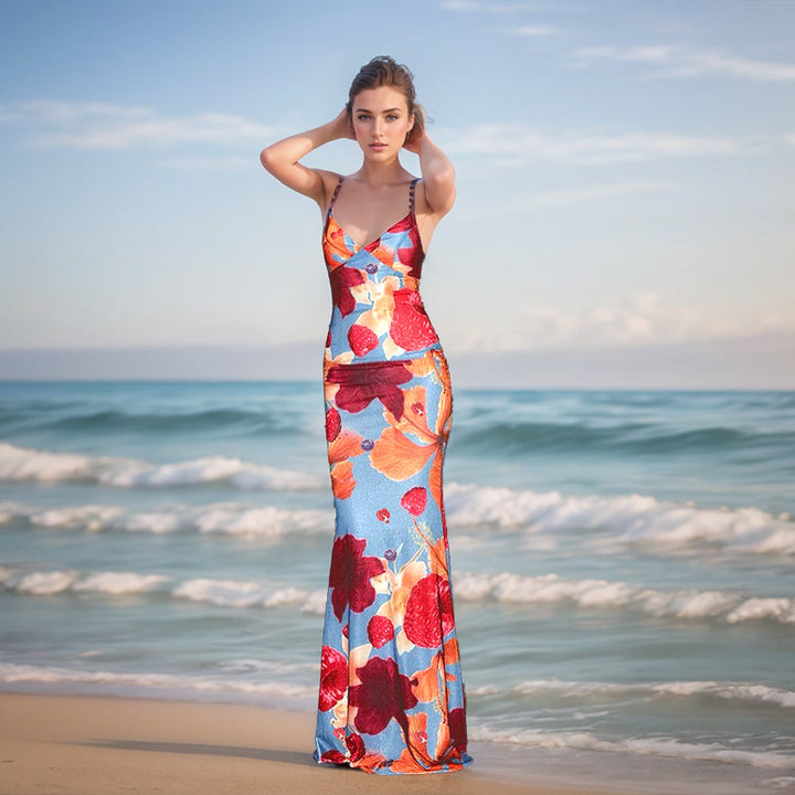 Multi Floral Printed Maxi Dress