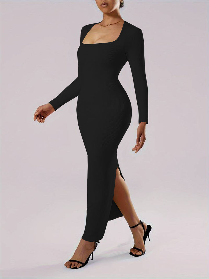 Black Full Sleeved Bodycon Maxi Dress