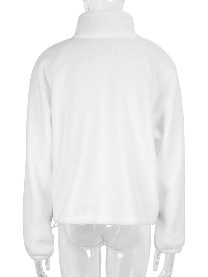 White Full sleeve big collar sweatshirt