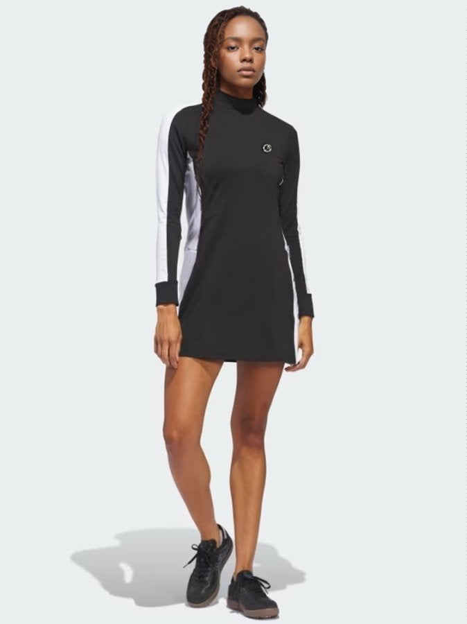 Black Full Panel Sleeve High Neck Dress