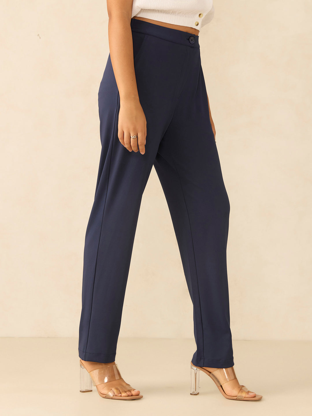 Navy Blue Ankle Length Trousers