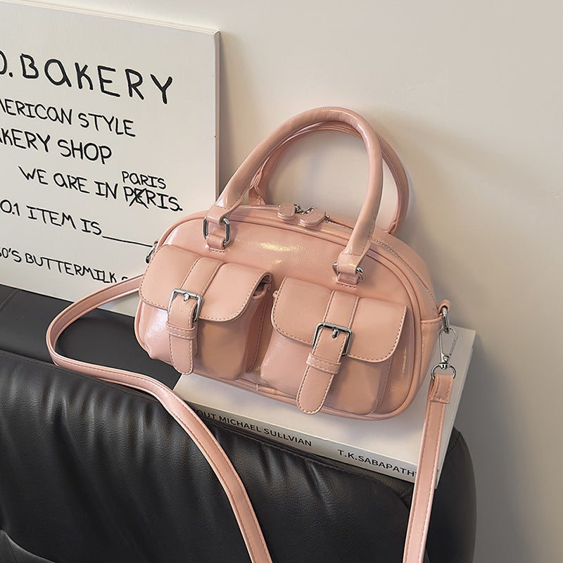 Pink Double Pocket Crossbody Bag