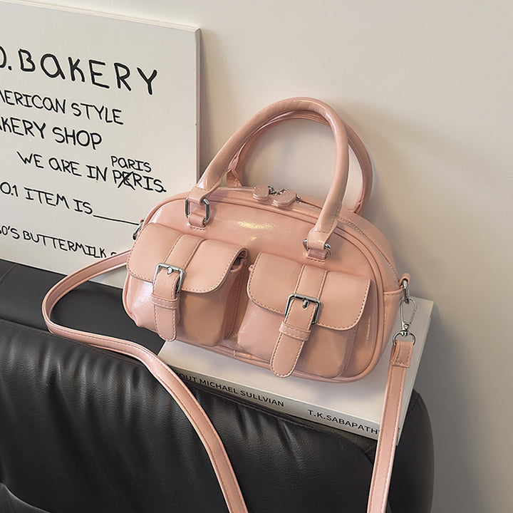 Pink Double Pocket Crossbody Bag