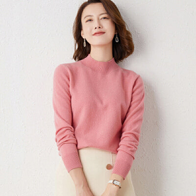 Pink Full Sleeve Round Neck Sweaters