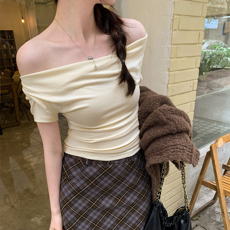 Off White Off Shoulder Fitted Top