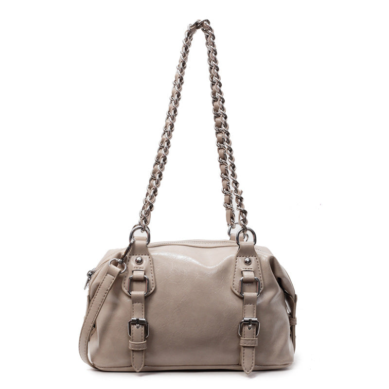 Khaki Buckle Charm Shoulder Bag