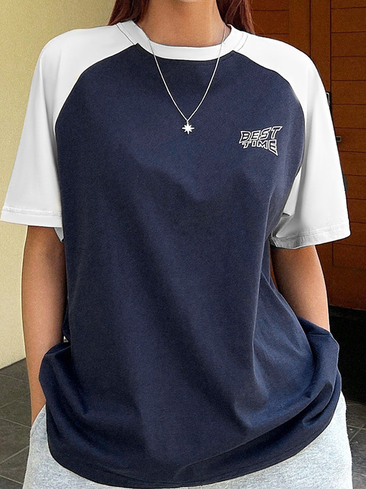 Blue Contrast Over Sized Tshirt