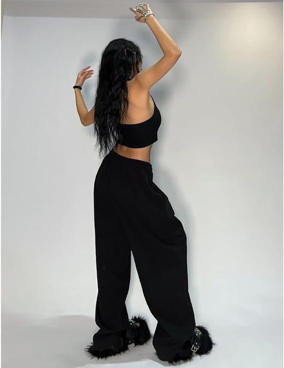 Black Baggy Fit Drawstring Joggers