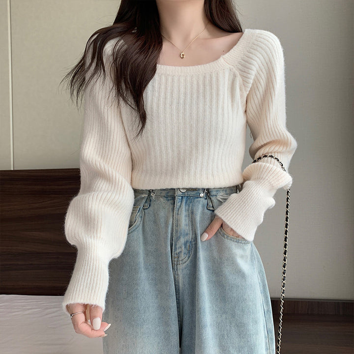 White Sweater Knit Top