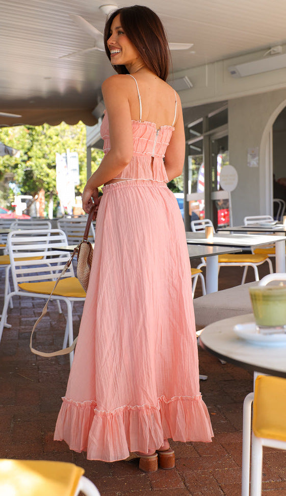 Pink Top And Skirt Co-Ord Set