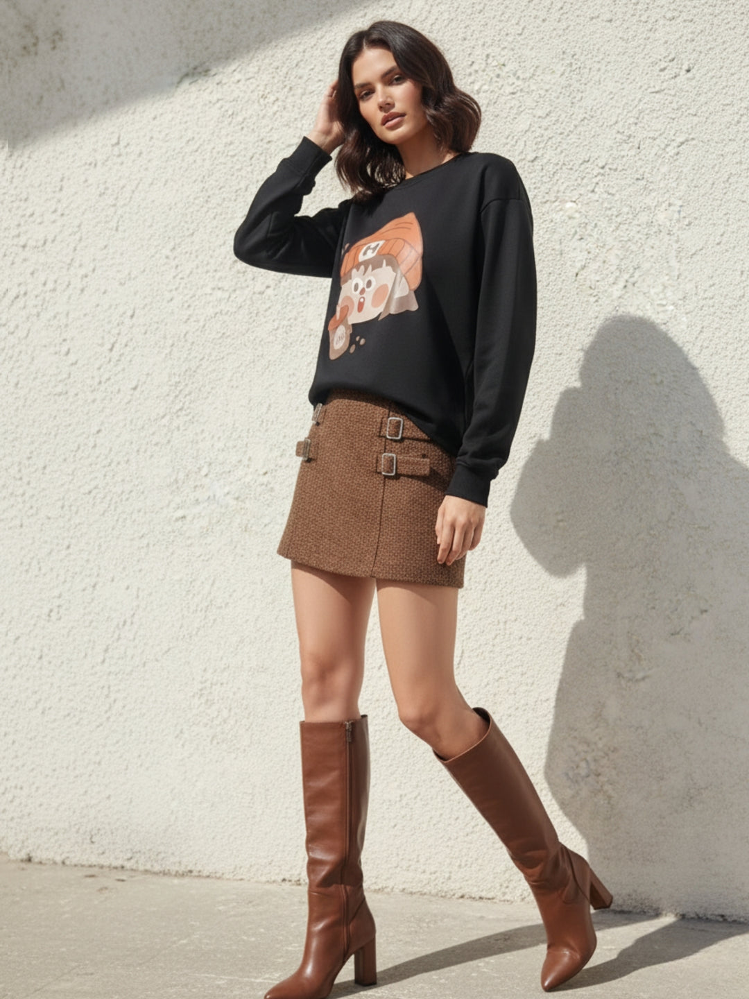 Black Character Graphic Sweatshirt