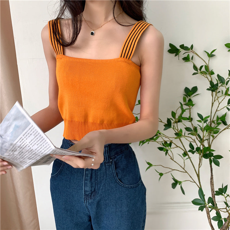 Orange Square Neck Top