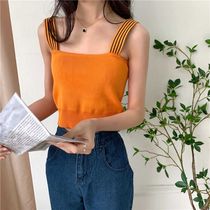 Orange Square Neck Top