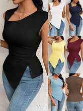 Black Short Sleeve Cut-Out Detail Asymmetrical Top