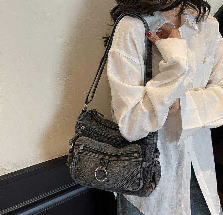 Black Denim Street Utility Bag