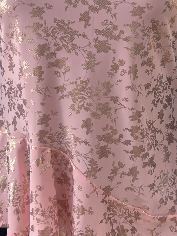 Pink Asymmetric Flouncy Foil Printed Top