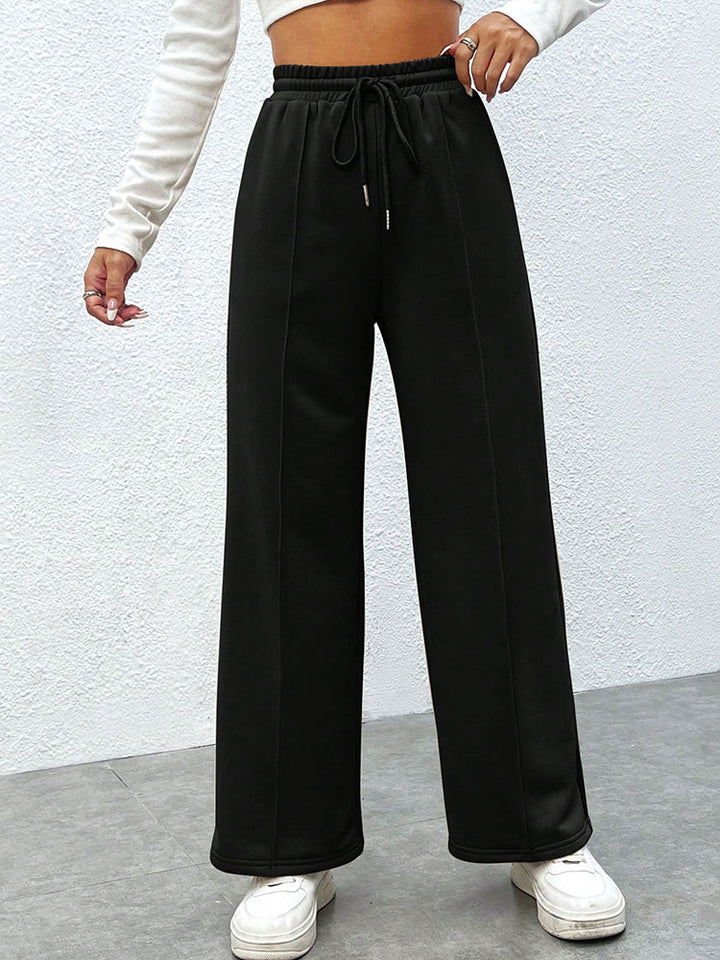 Black Tie Up Straight Pants