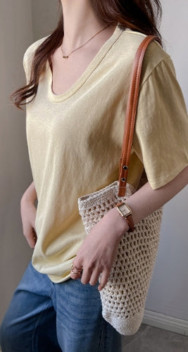 Cream Relaxed Fit Solid T-Shirt