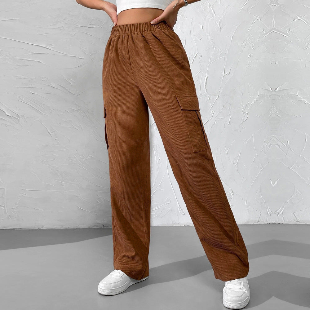 Brown High Waist Cargo Pocket Pant