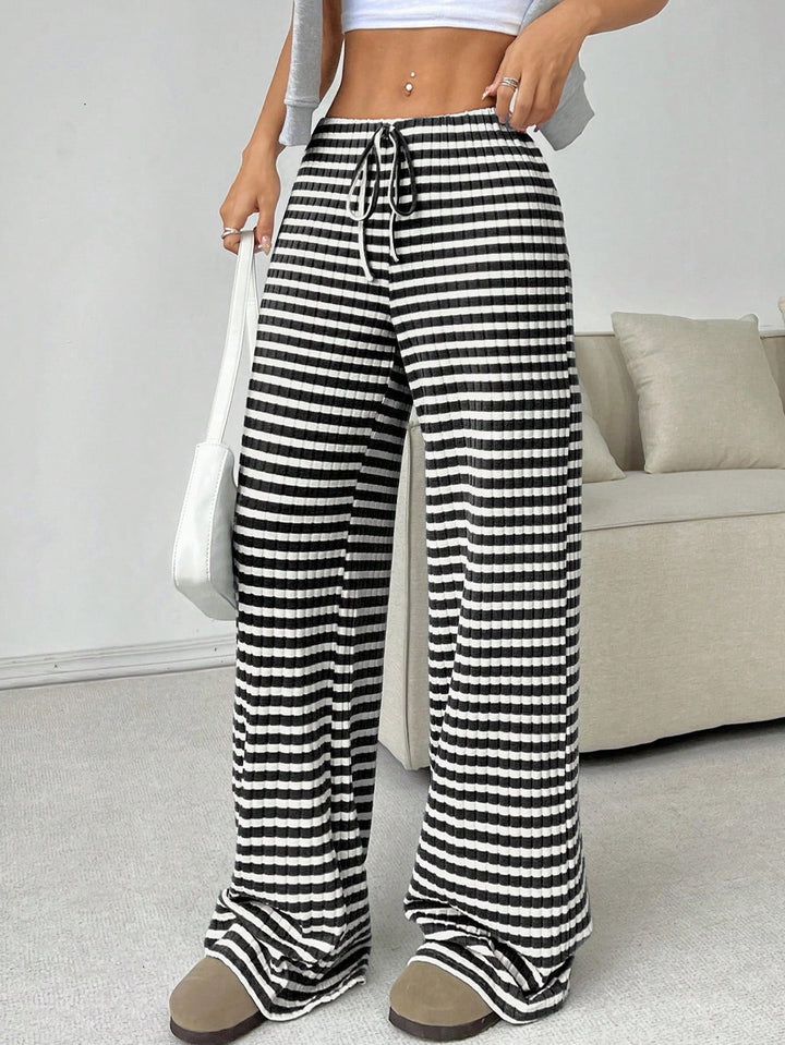 White Striped Straight Fit Pant